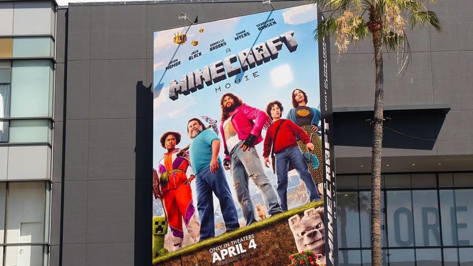  HOLLYWOOD, CA - APRIL 04: General view of the 'Minecraft' skyscraper billboard campaign at Hollywood & Highland on April 04, 2025 in Hollywood, California. (Photo by AaronP/Bauer-Griffin/GC Images) 