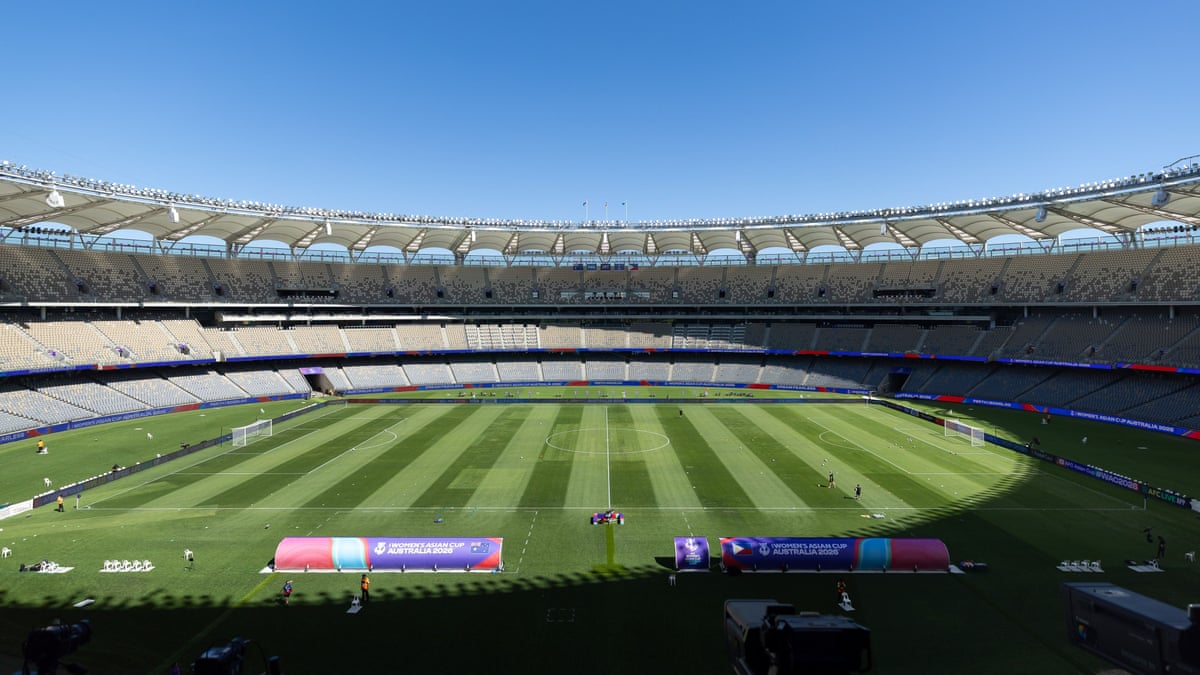 A general view inside Perth Stadium earlier today.