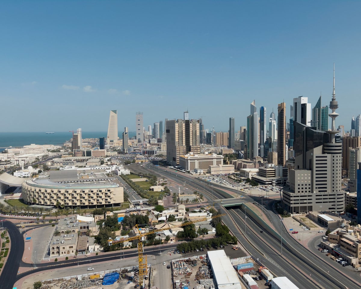 A drone view shows Kuwait City after the US-Israeli attacks on Iran at the weekend
