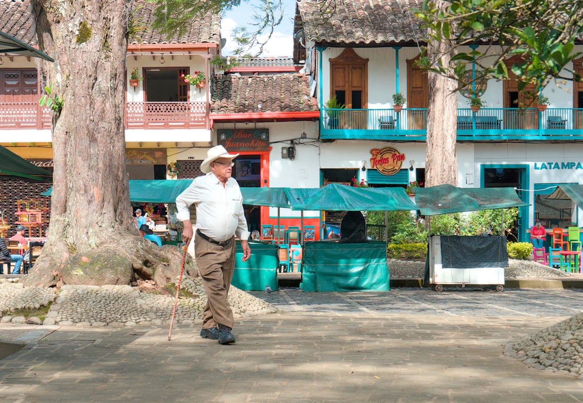 The colourful central area of a Colombian ‘coffee town’.