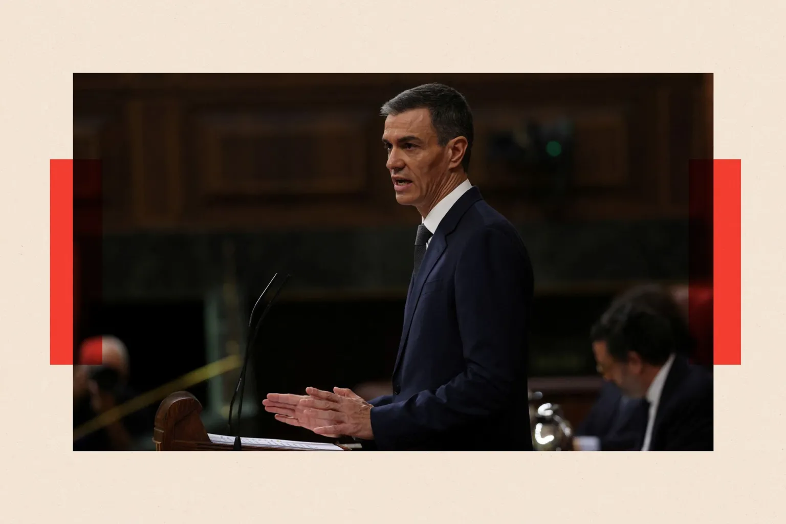 AFP via Spain's Prime minister Pedro Sanchez gestures as he addresses parliament 