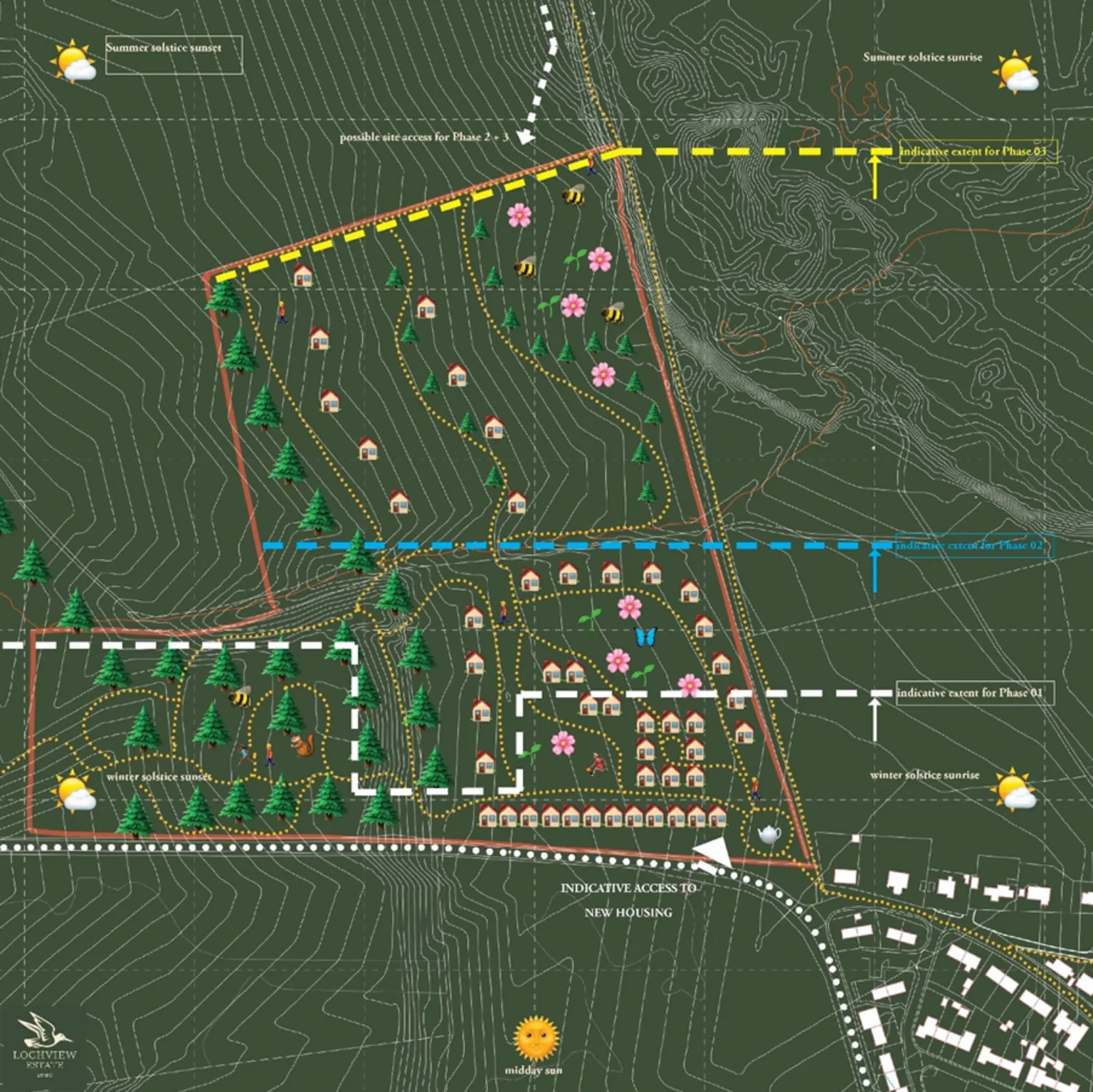 Highland Council A map produced by Highland Council showing where housing and community spaces could be sited at Ardersier Mains.