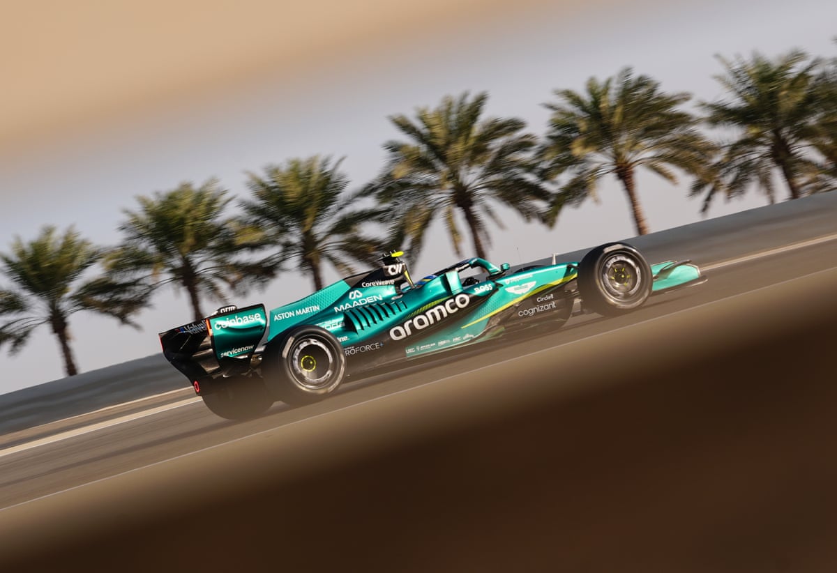 Fernando Alonso drives his Aston Martin