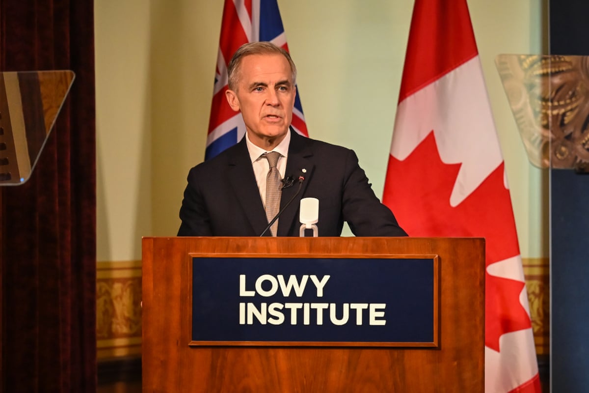 Canada’s prime minister, Mark Carney, addresses at the Lowy Institute on Wednesday in Sydney.