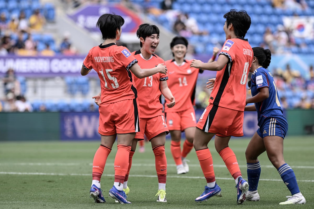 South Korea celebrate after scoring against the Philippines earlier today.