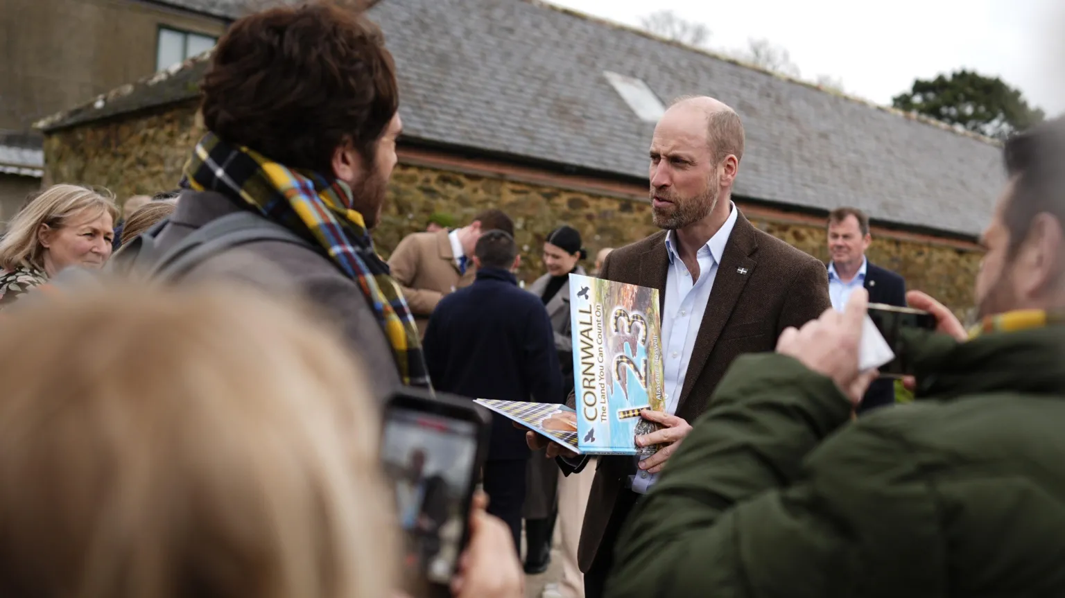  The Prince of Wales, known as the Duke of Cornwall while in Cornwall, meeting well-wishers during his visit to the Gear Farm Pasty Company, 