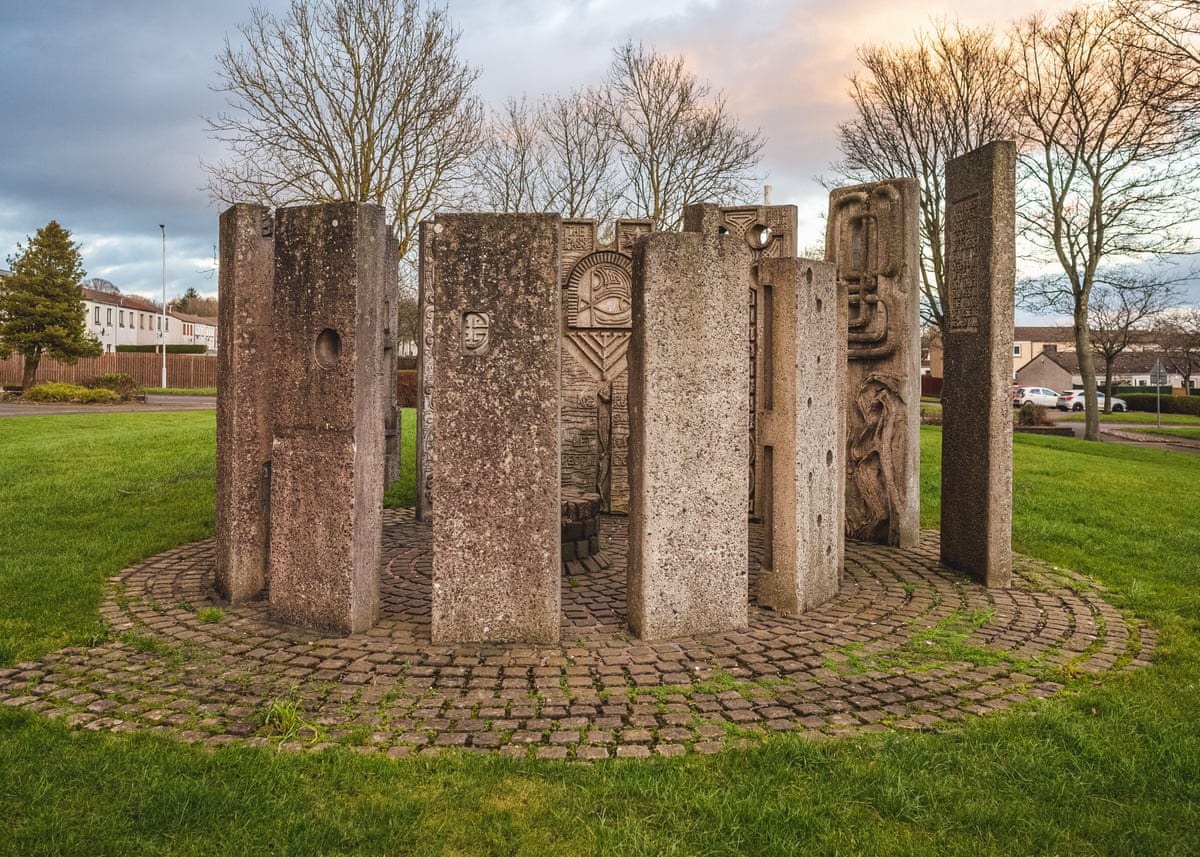 Concrete stones in circle in park