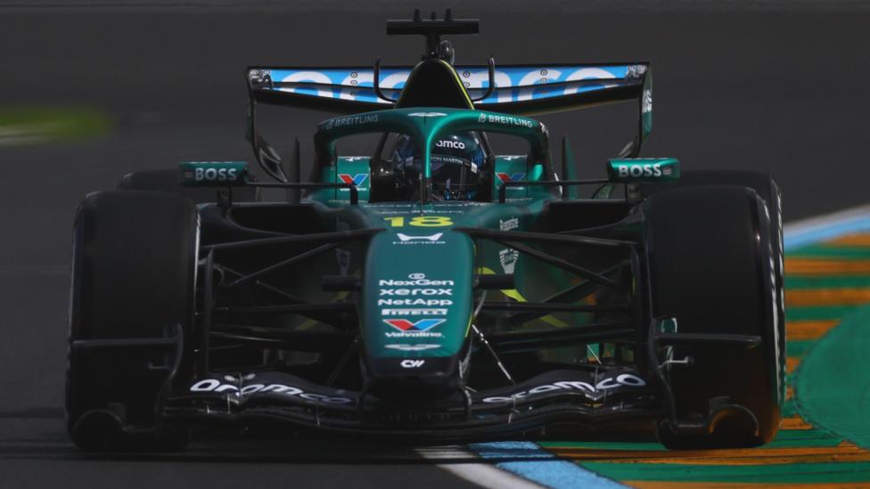 Aston Martin's Lance Stroll on track during first practice for the Australian Grand Prix