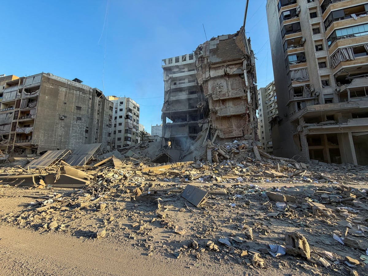 A view of a damaged building after an Israeli strike in Beirut.