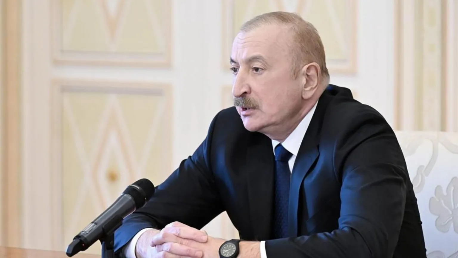 EPA A handout photo made available by the Azerbaijan Presidential Press Service shows Azerbaijan President Ilham Aliyev chairing a meeting of the country's Security Council