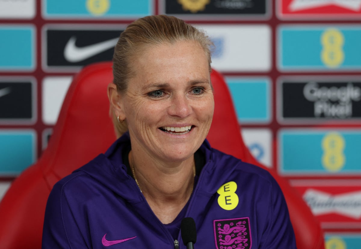 England manager Sarina Wiegman speaks to the ladies and gentlemen of the press.