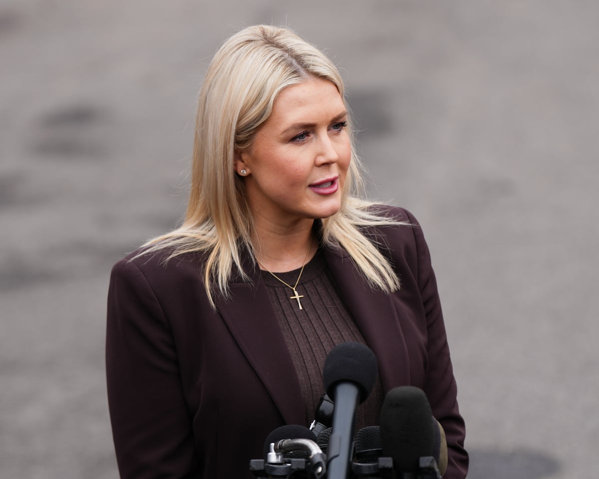 Karoline Leavitt speaks with reporters at the White House, 6 March 2026.