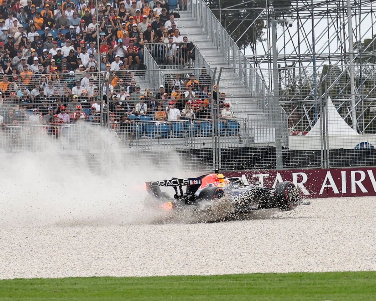 Red Bull’s Max Verstappen spins off the track at turn one during qualifying