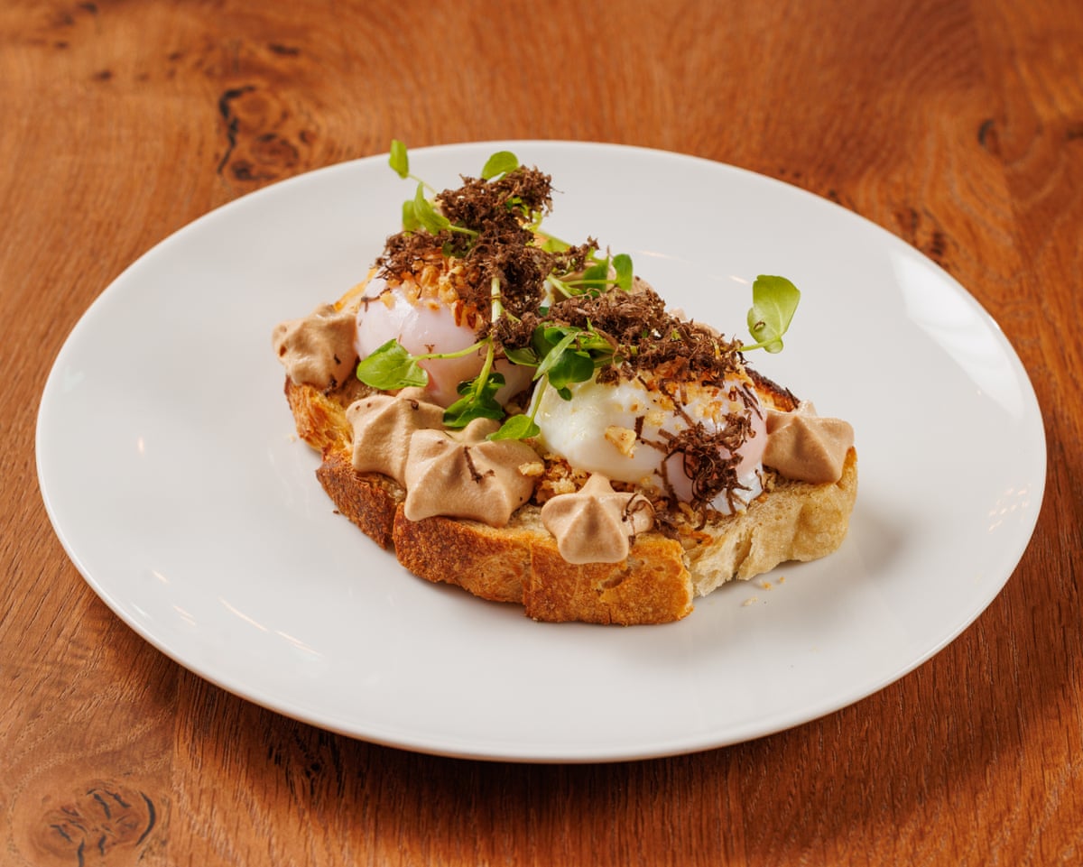 Coddled duck egg, smoked almond, truffle, sourdough.