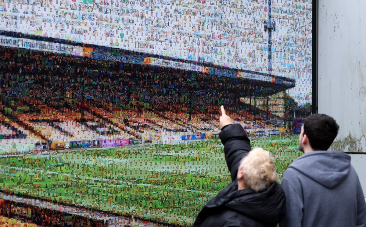 General view as fans look at the Port Vale community mural outside the stadium