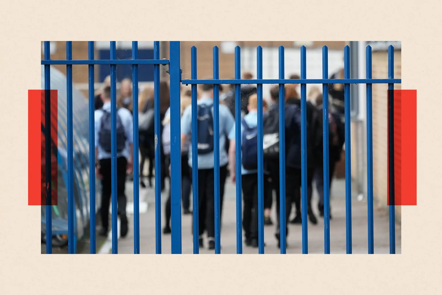  School children walk inside a school