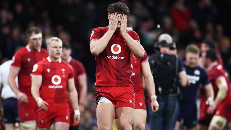 Eddie James shows his disappointment after Wales' defeat by Scotland in Cardiff