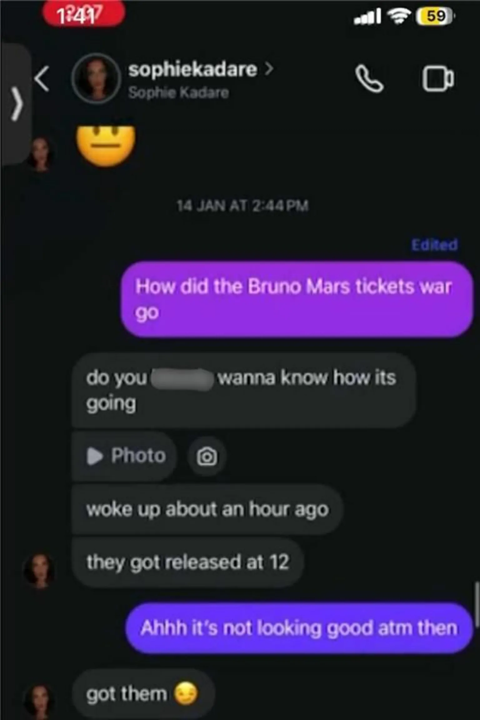 Mark A screenshot of a social media chat 