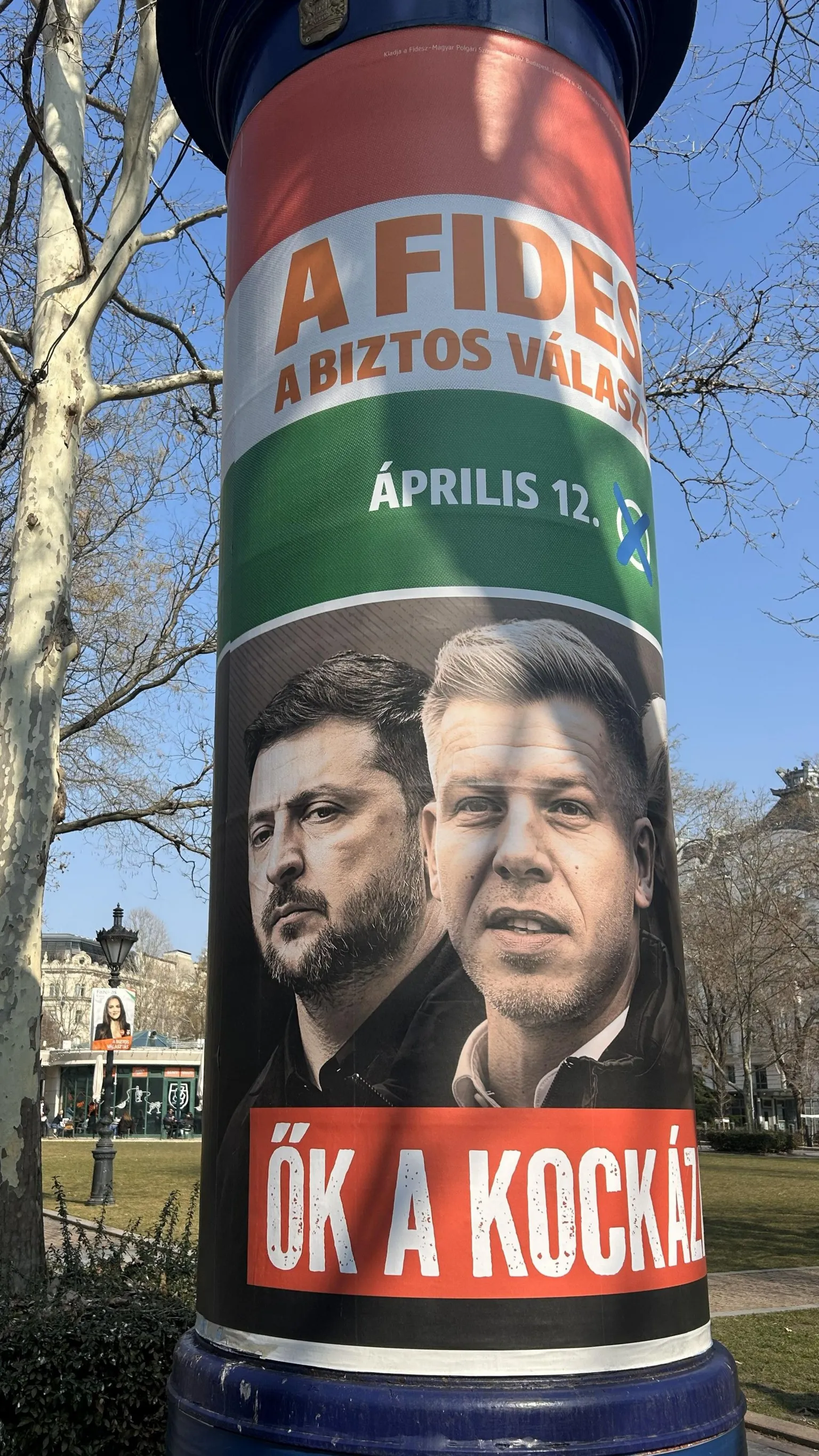 Zelensky and Magyar on an election poster