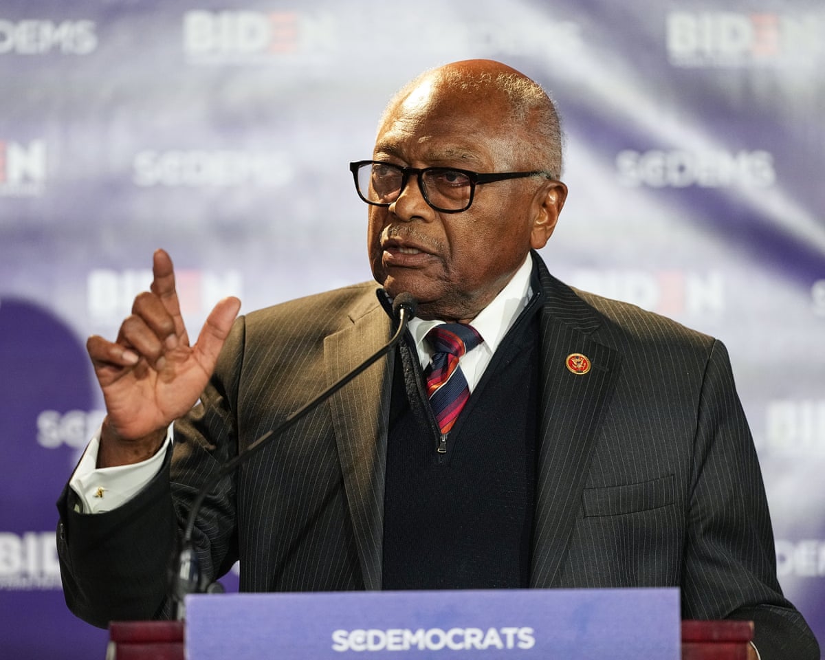 Jim Clyburn speaks ahead of former president Joe Biden, Columbia, South Carolina, 27 February 2026.