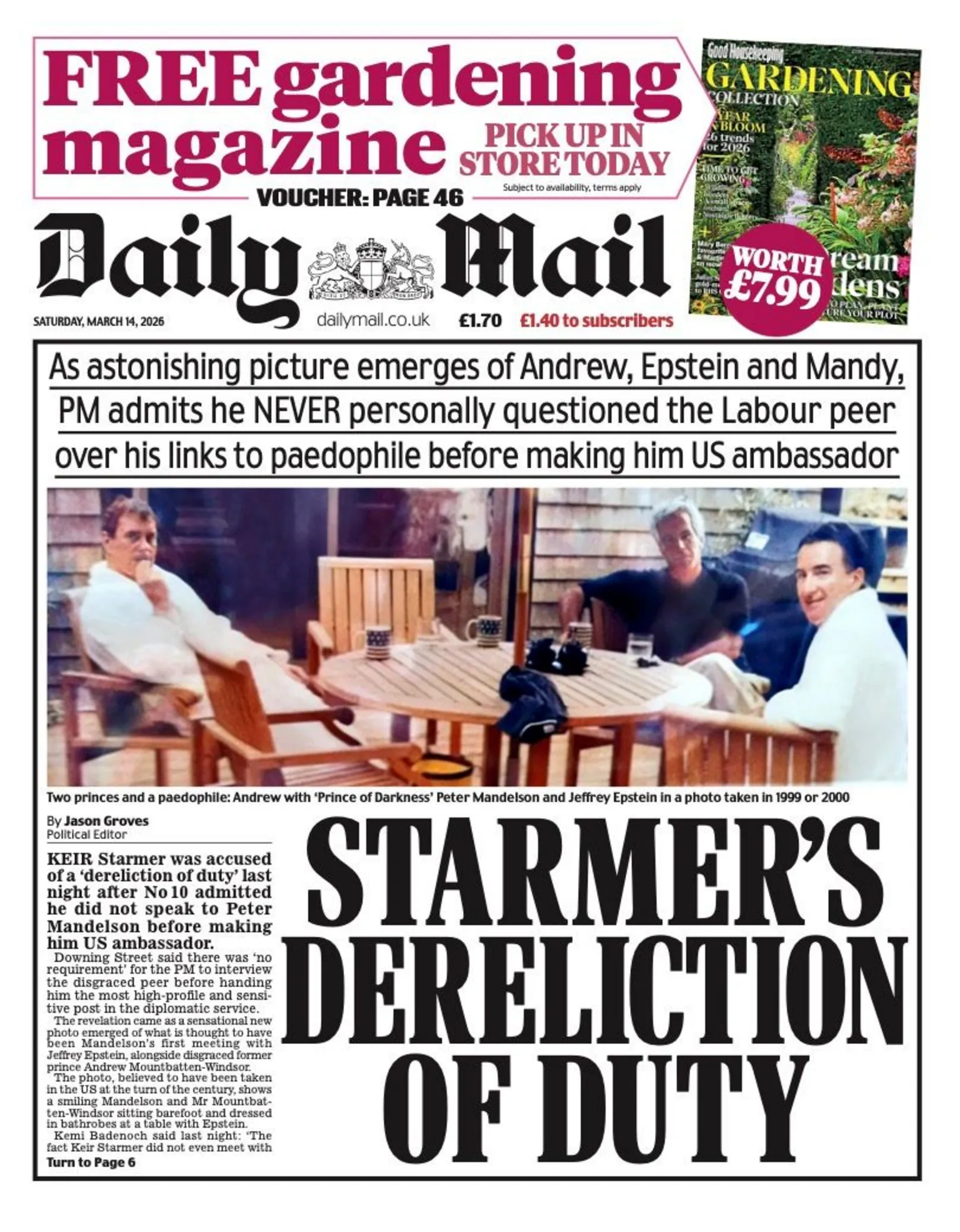 The headline on the front page of the Daily Mail reads: 