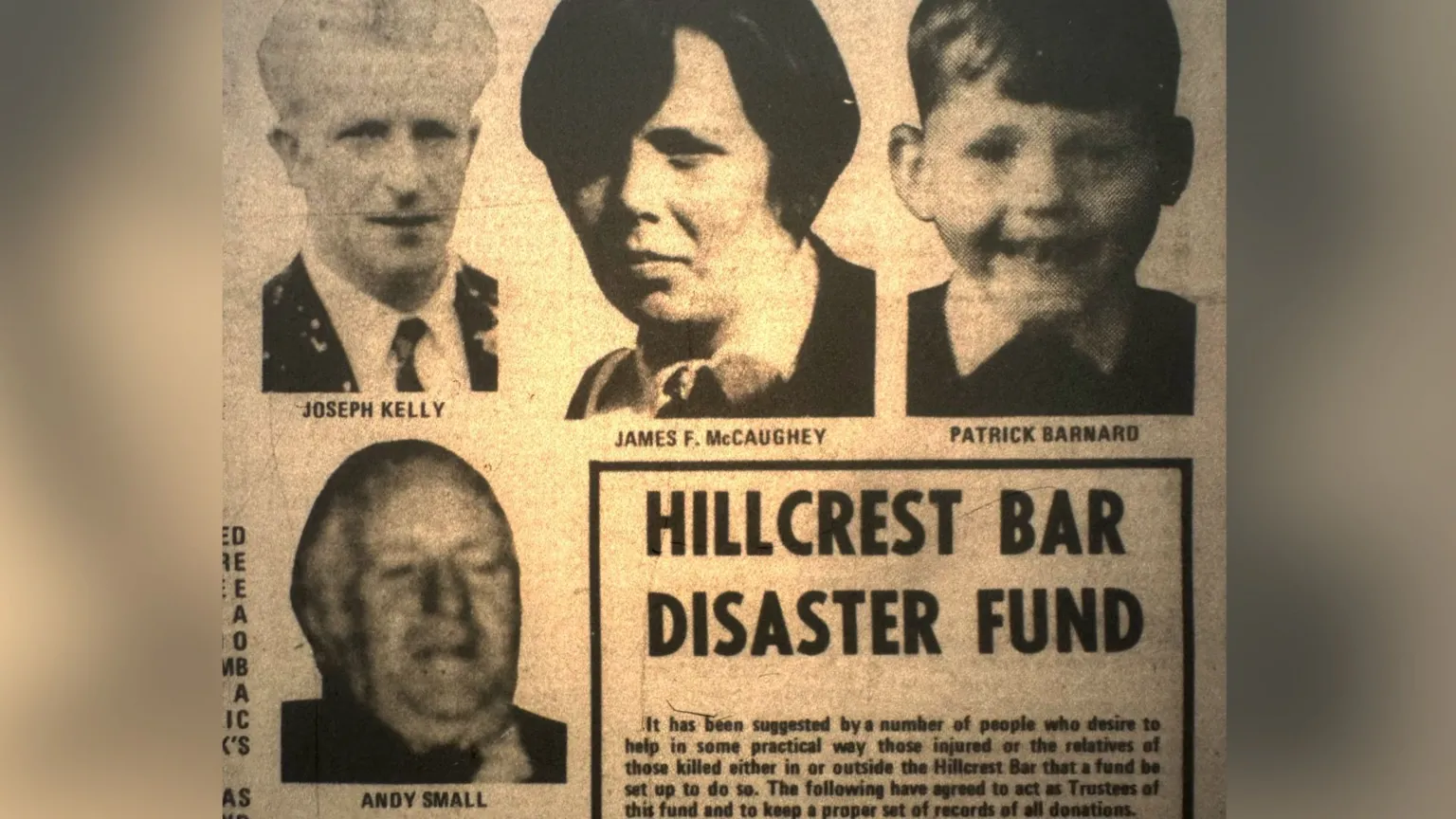 Tyrone Courier Pictures of some of the victims of the Hillcrest Bar bombing from a newspaper