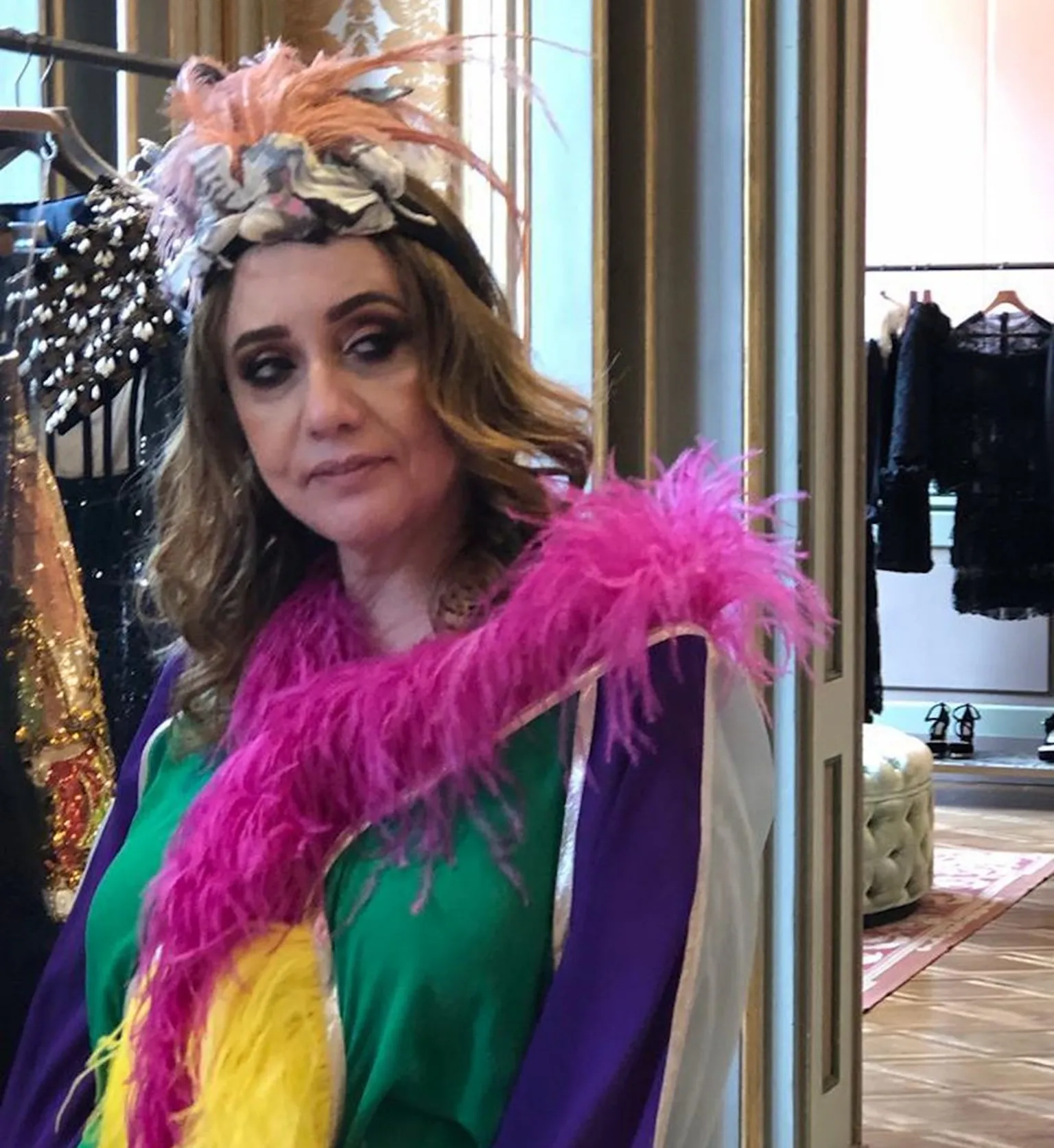 Bridget Hutchcroft The pic of Ekaterina in a multi-coloured outfit.