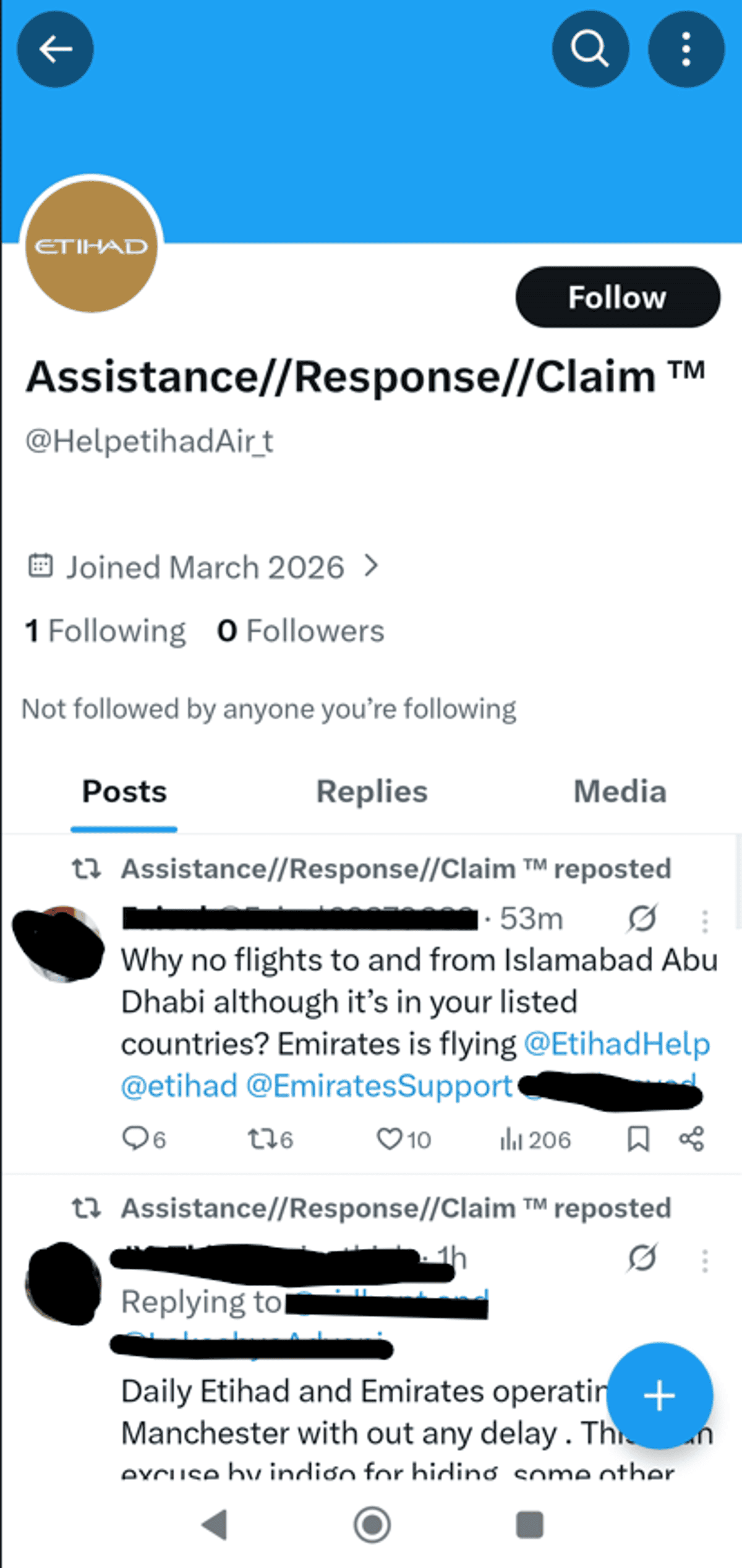 X post from fraudsters pretending to be from Etihad
