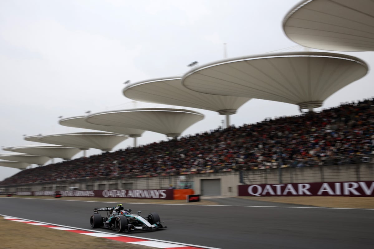 Antonelli speeds past at the Shanghai International Circuit.