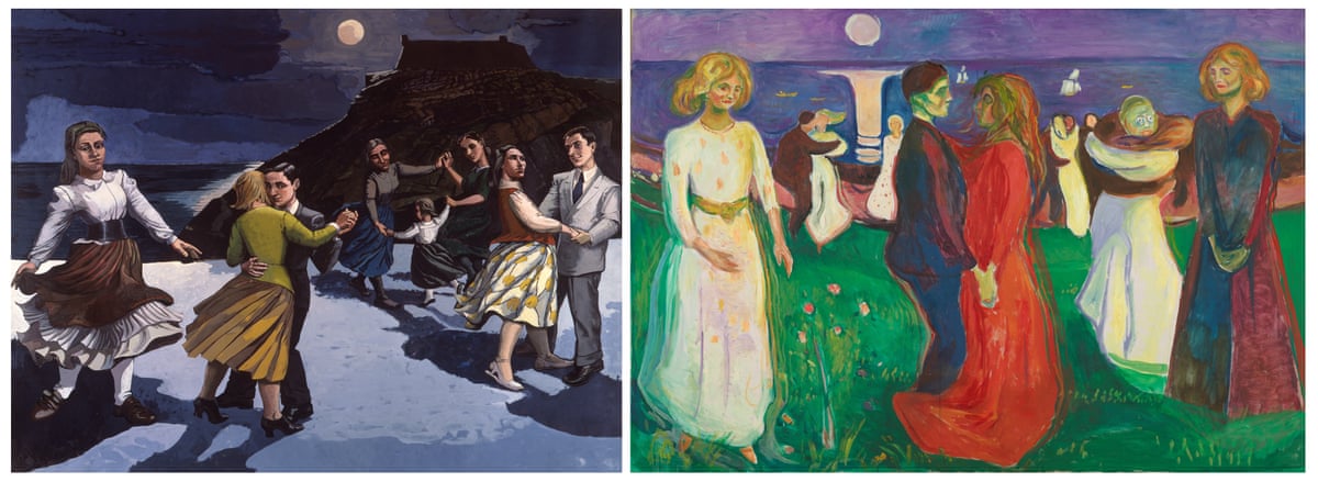In step … Paula Rego’s The Dance (1988), left, and Edvard Munch’s The Dance of Life (1925).