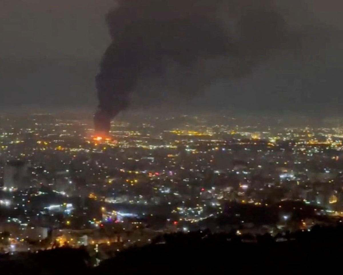 Smoke rises after airstrikes in Tehran amid the US-Israel war on Iran