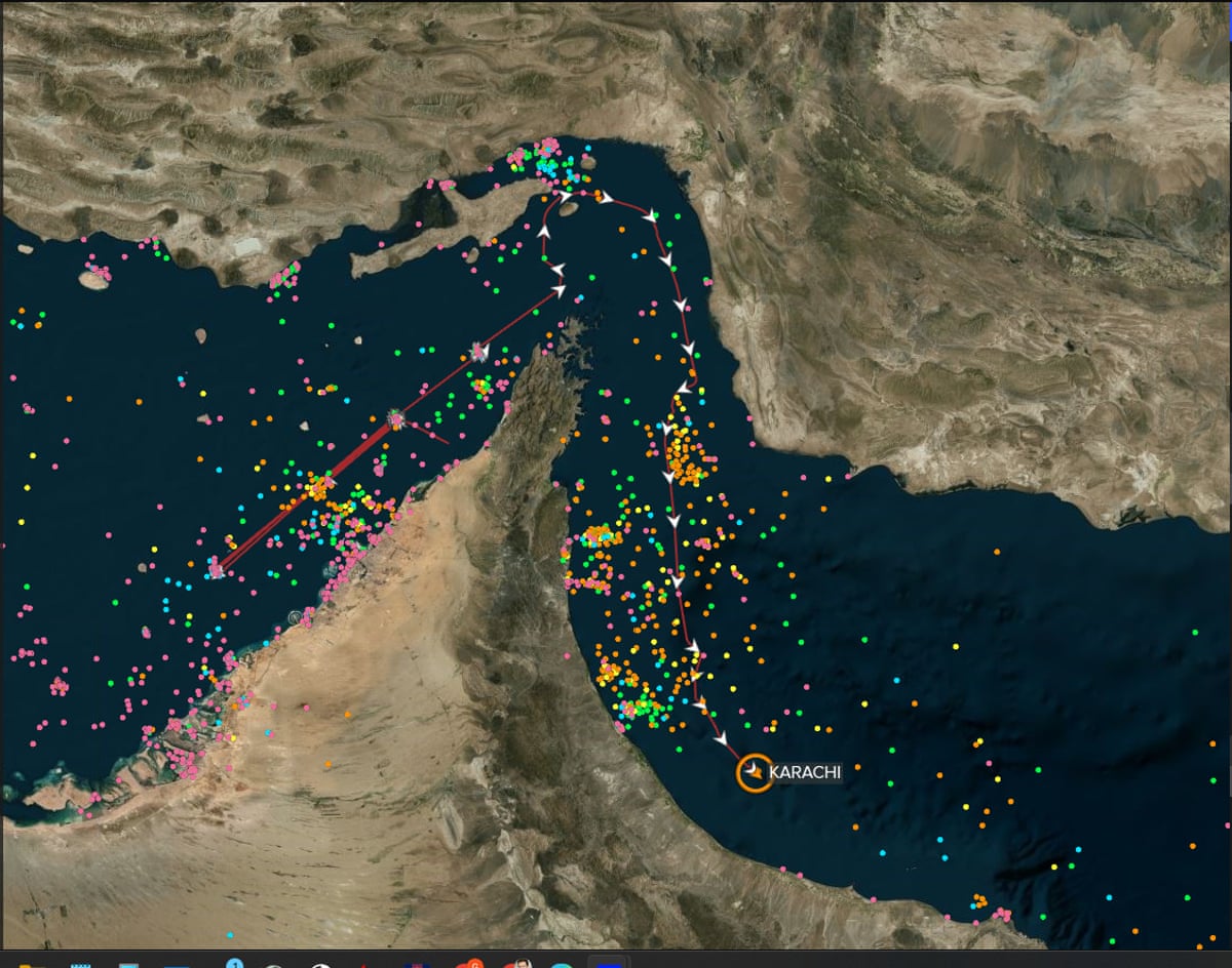 A map showing the strait of Hormuz