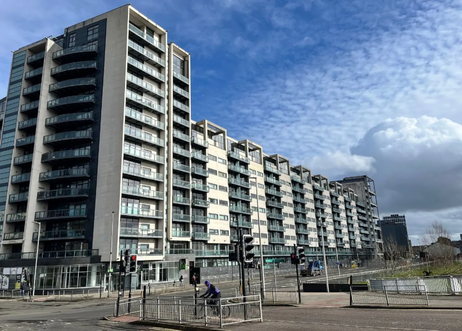 A general view of a high-rise building on a sunny day