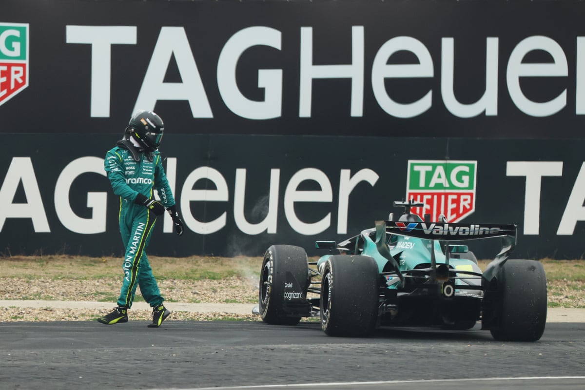 Lance Stroll leaves his car