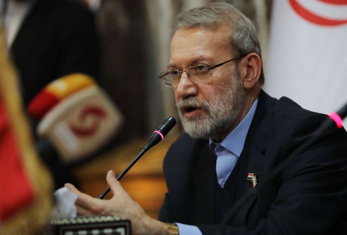Larijani speaking into microphone