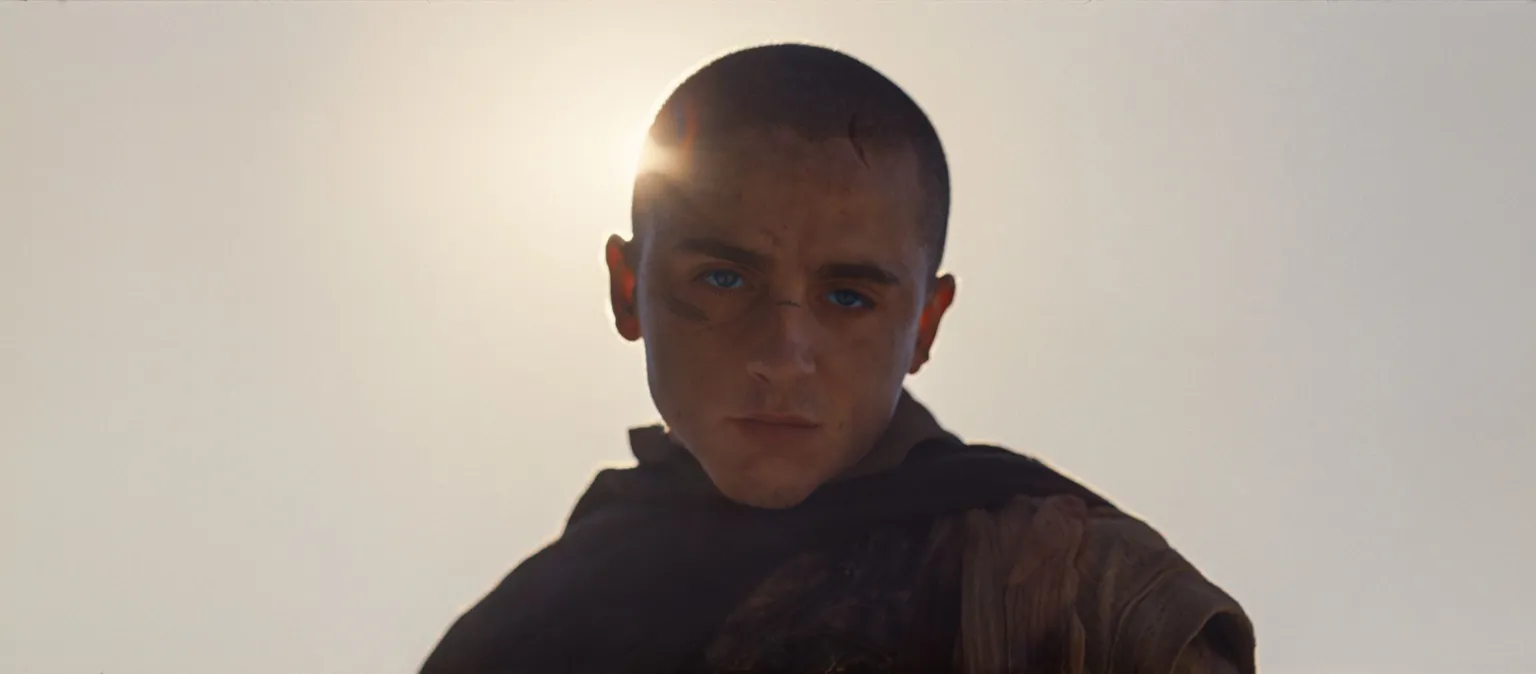 Warner Bros Timothée Chalamet seen with a shaved head in Dune: Part Three