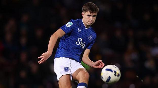 Aled Thomas playing for Everton Under-21s