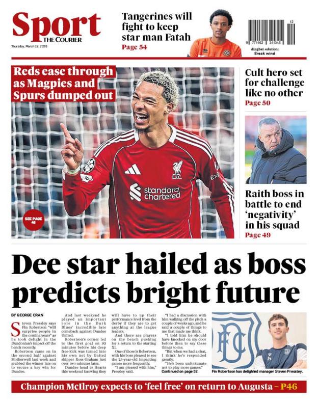 The back page of Thursday's Courier
