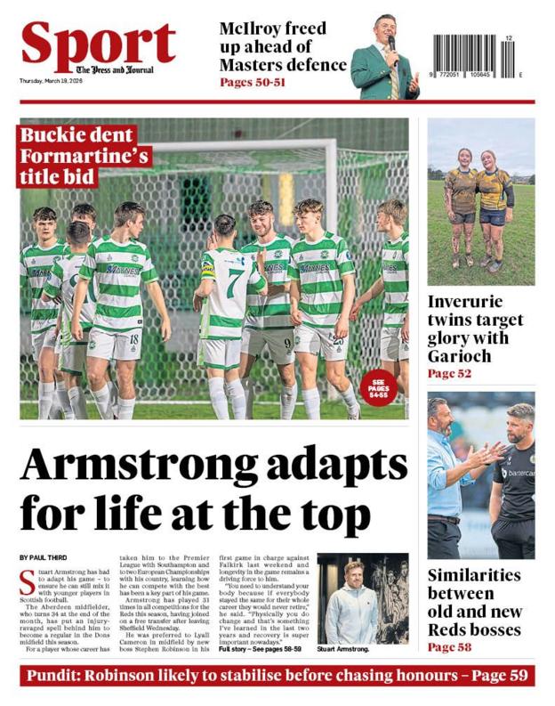 The back page of Thursday's Press & Journal
