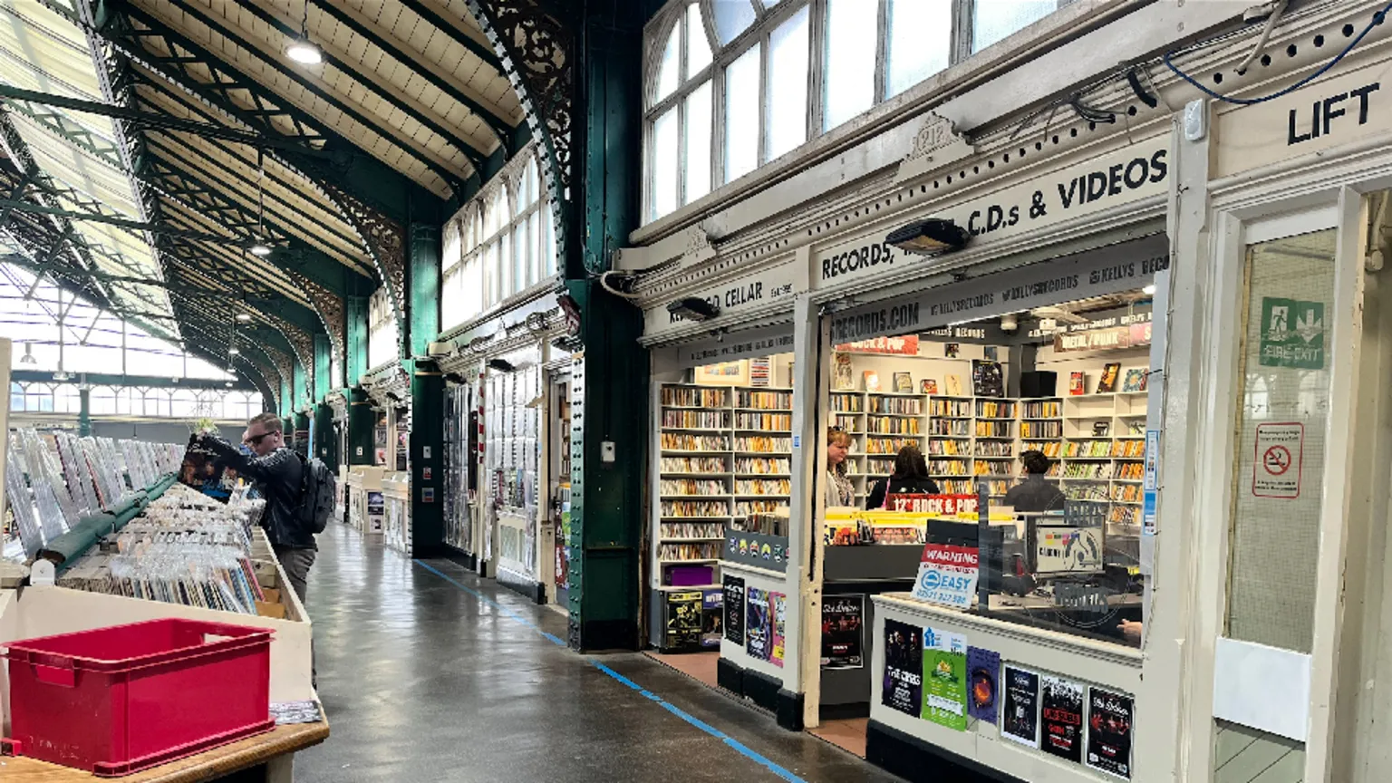Kelly's record shop on the top Cardiff market 