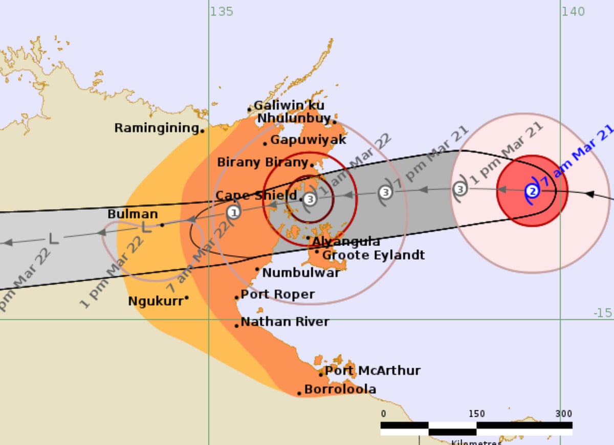 The location of Tropical Cyclone Narelle as of 7am AEDT on Saturday.