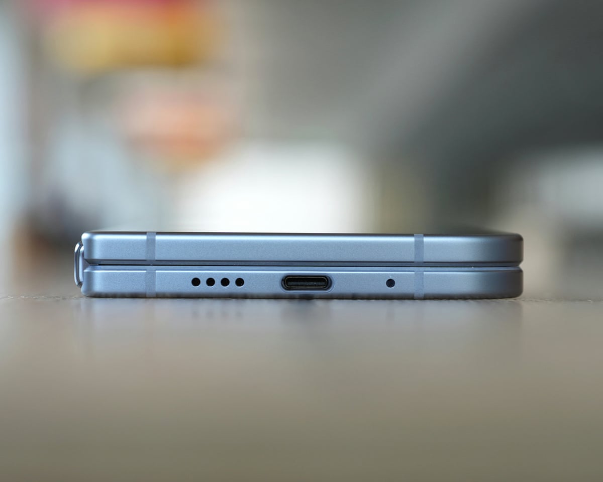 The USB-C port of the Google Pixel 10 Pro Fold.
