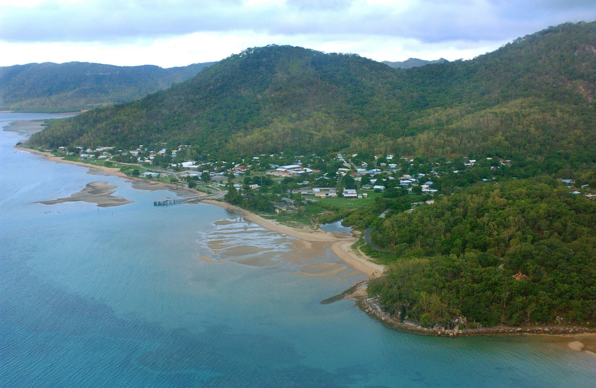 Aerial view of the township on Palm Island off the coast of Townsville in north Queensland