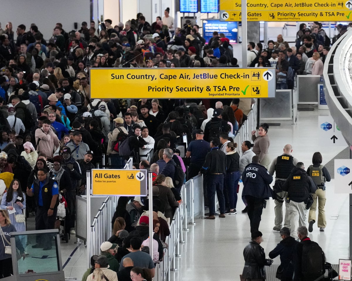 TSA lines at John F Kennedy airport in New York.