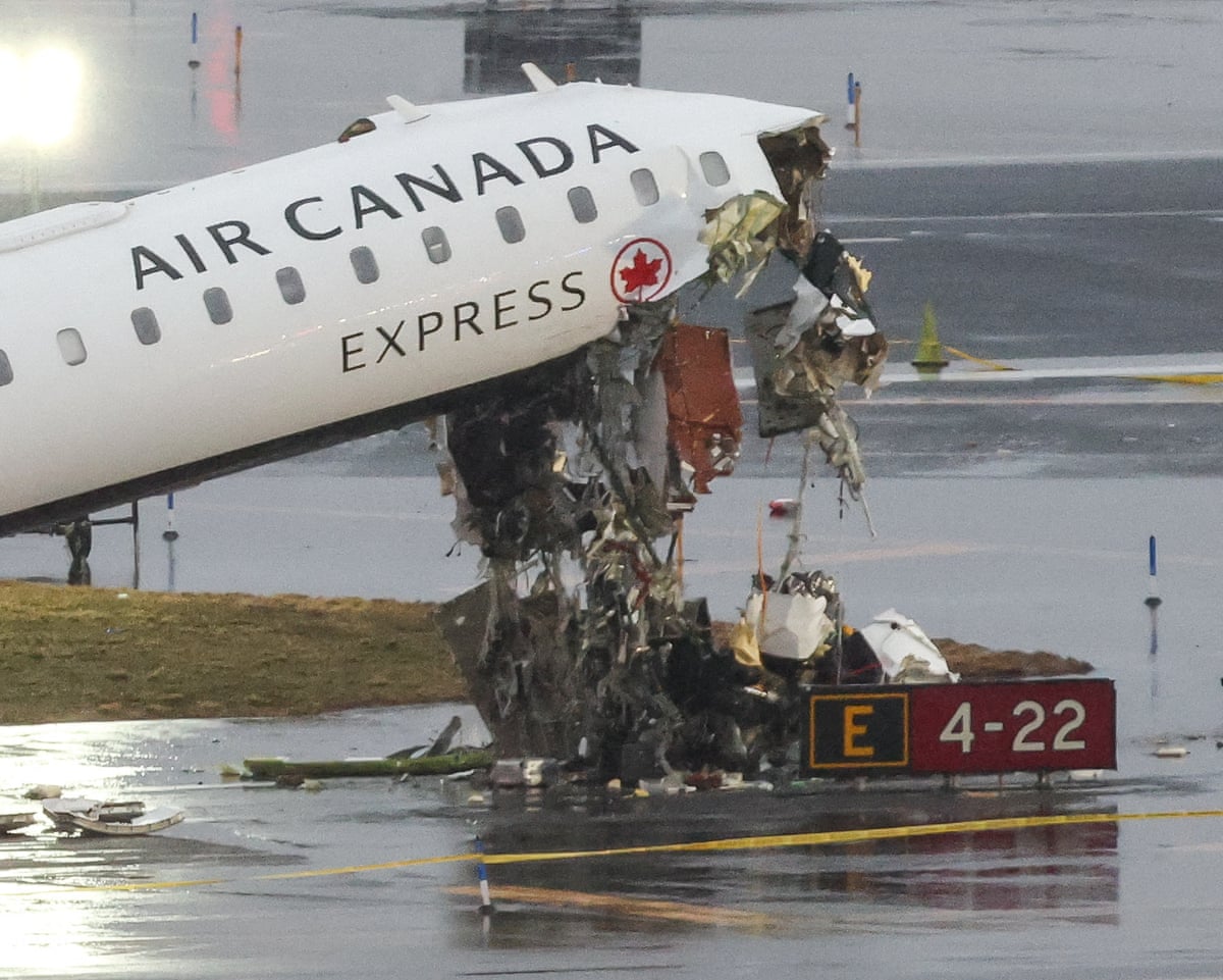 Nose of the Air Canada Express plane after the crash.