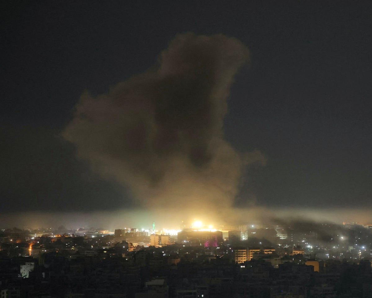 Smoke rises from the site of an Israeli airstrike in Beirut’s southern suburbs on Tuesday