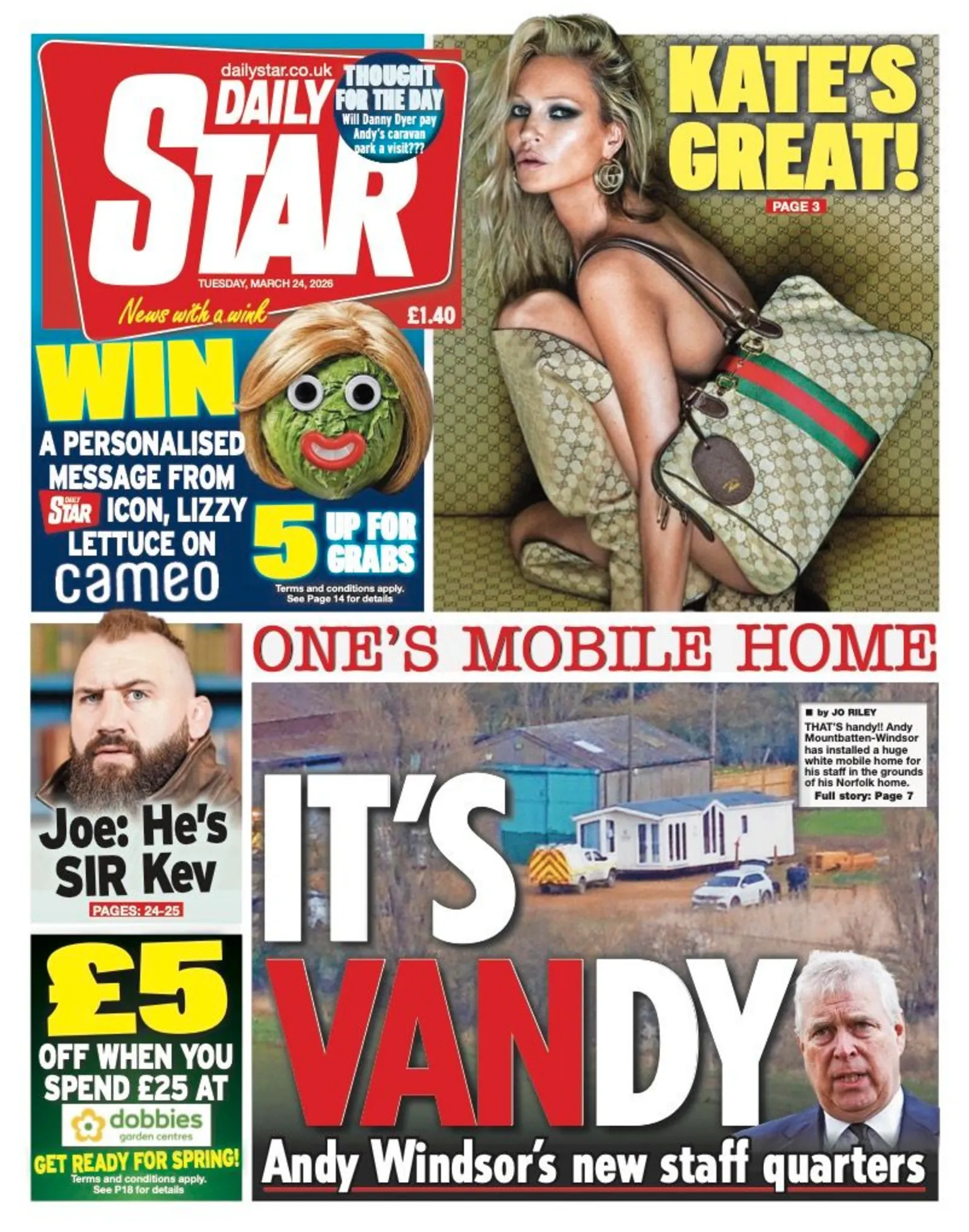 The headline on the front page of the Daily Star reads: 