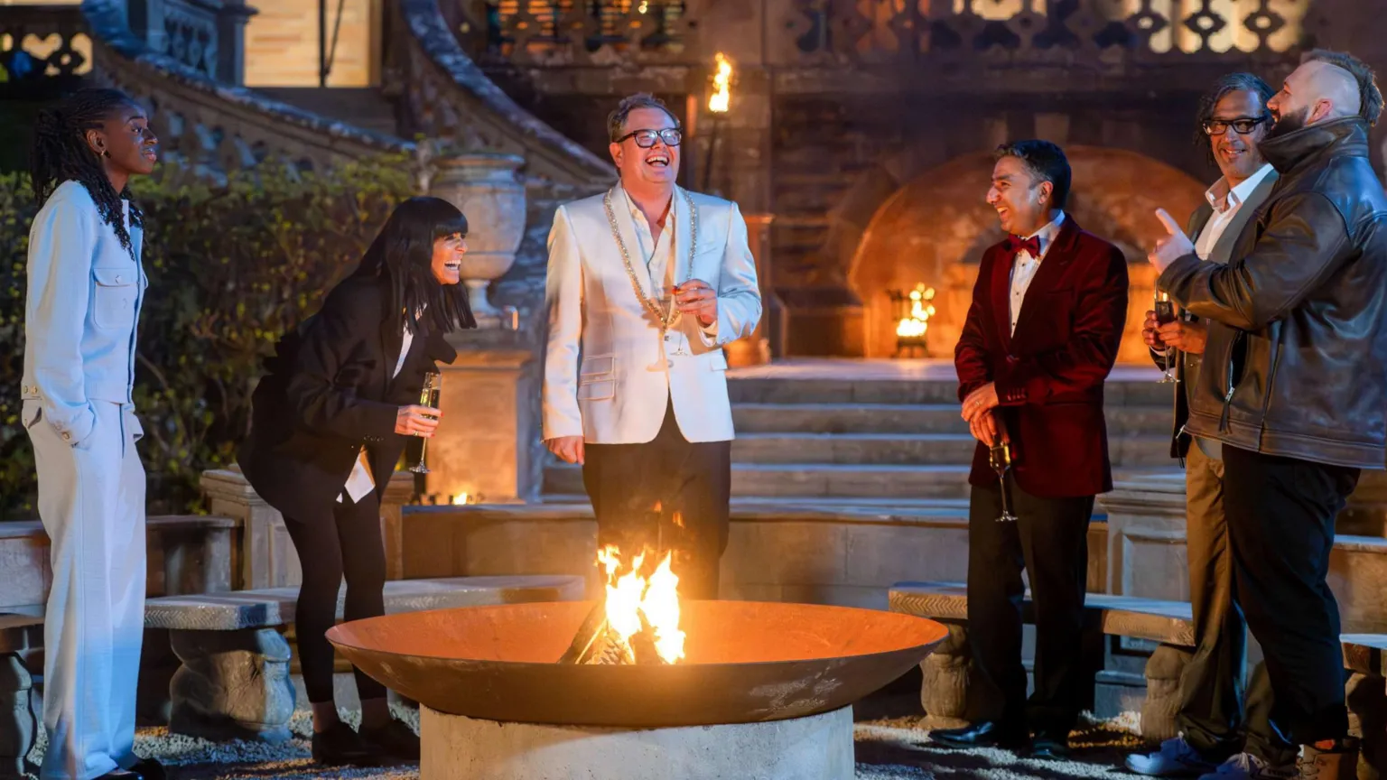 BBC/Studio Lambert Cat Burns, Claudia Winkleman, Alan Carr, Nick Mohammed and Joe Marler