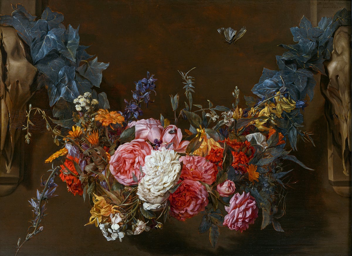 Michaelina Wautier, Flower Garland with a Butterfly, 1652.