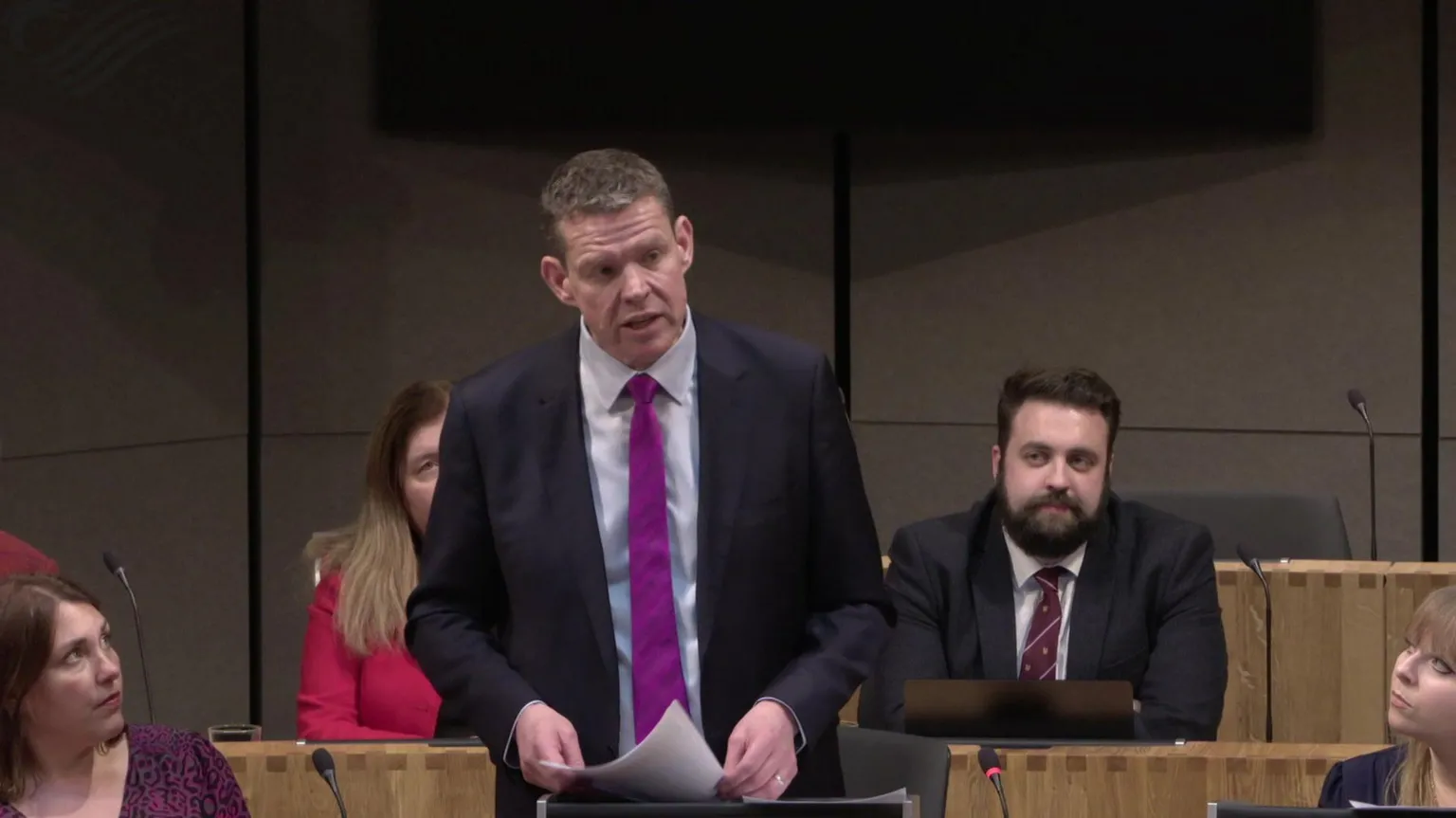 Senedd Cymru Rhun ap Iorwerth question the first minister in the Senedd chamber on Tuesday.
